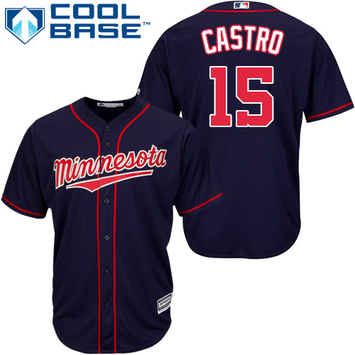 Twins #15 Jason Castro Navy Blue Cool Base Stitched Youth MLB Jersey